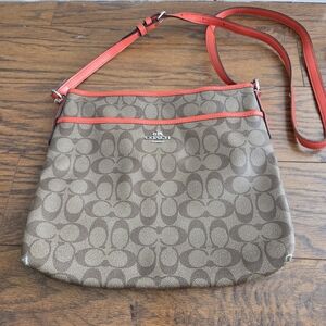 Coach Brown and Red Crossbody Bag